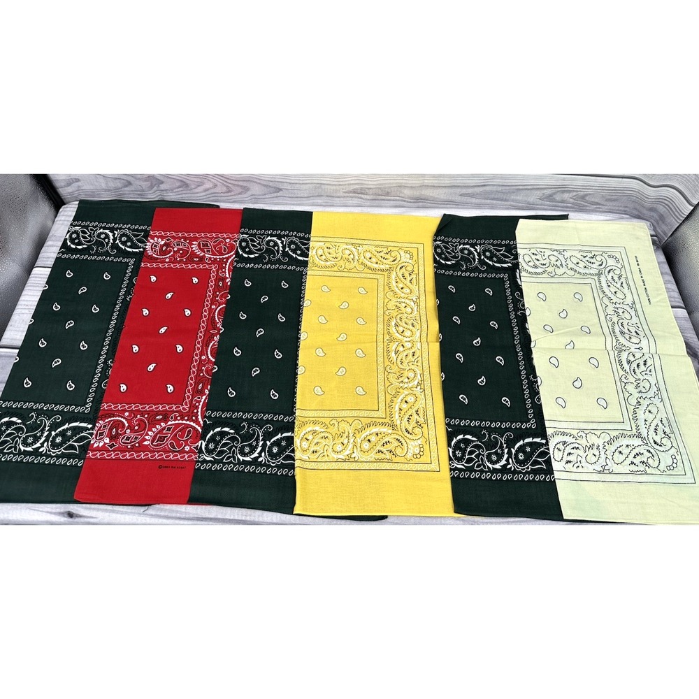 LOT‎ OF 6 VINTAGE 100% COTTON BANDANAS / HANKERCHIEFS-MULTI COLOR-BRAND NEW  *2
